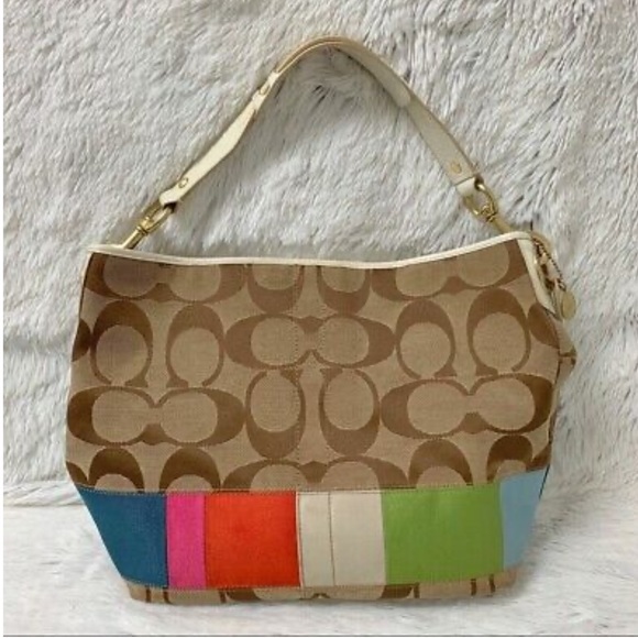 Coach Stripe Legacy Signature‎ Bucket Bag - Picture 1 of 11